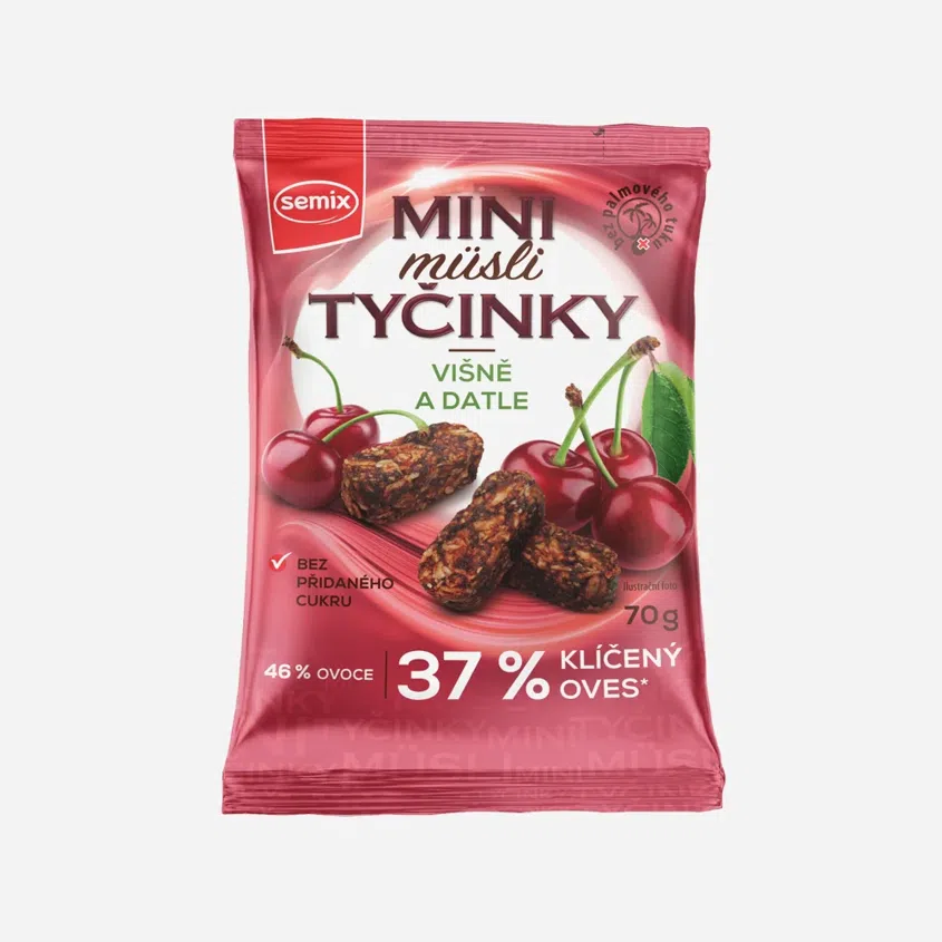 Mini müsli tyčinky s višňami bez lepku