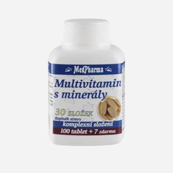 Multivitamín s minerálmi, 30 zložiek 107 tabliet