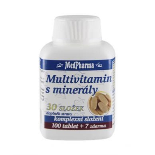 Multivitamín s minerálmi, 30 zložiek 107 tabliet