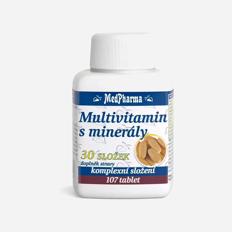 Multivitamín s minerálmi, 30 zložiek 107 tabliet