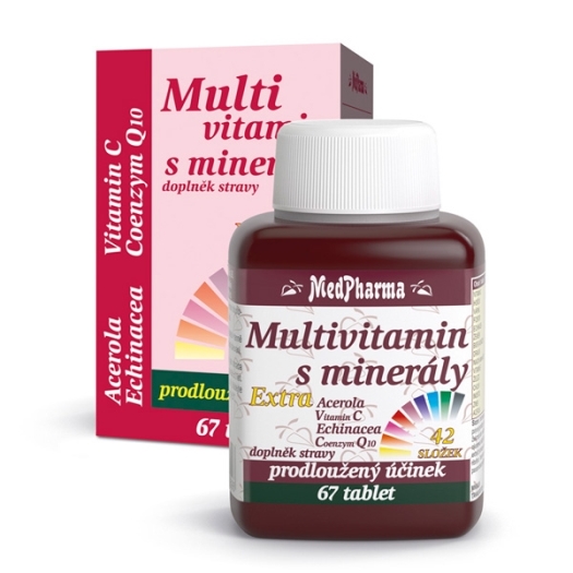 Multivitamín s minerálmi + extra C, Q10, 42 zložiek 67 tabliet