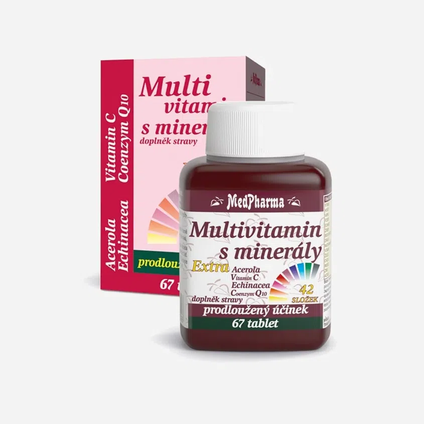 Multivitamín s minerálmi + extra C, Q10, 42 zložiek 67 tabliet