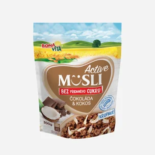 Müsli bez pridaného cukru čokoláda a kokos