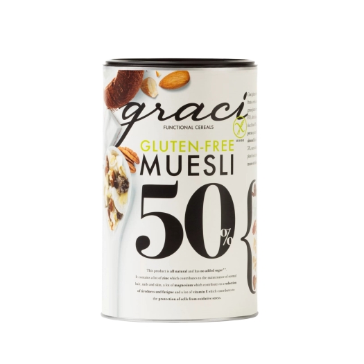Müsli bezlepkové 50% sušeného ovocia, semienok a orechov