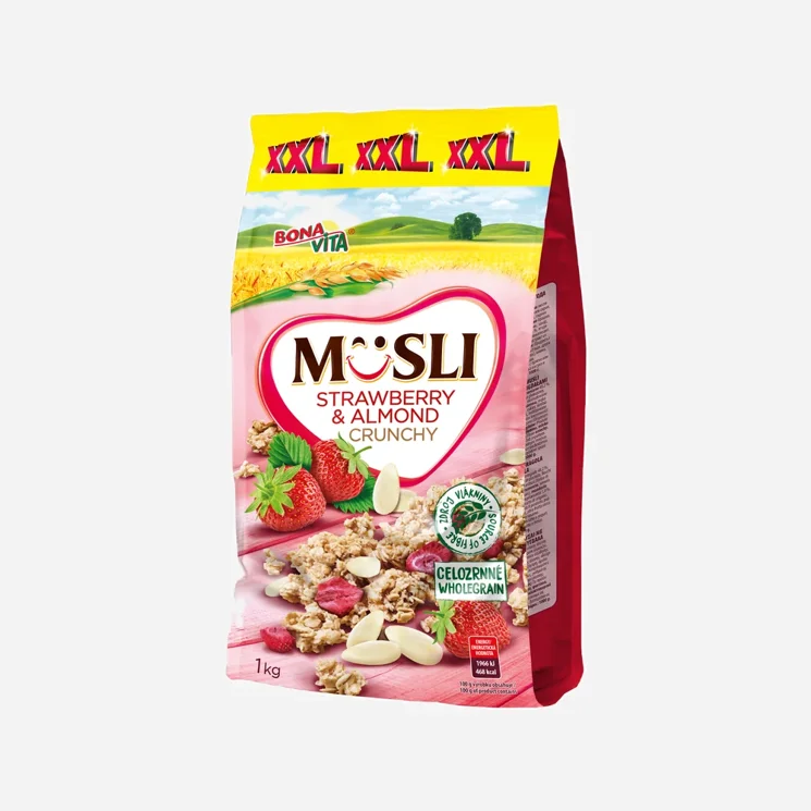 Müsli s jahodami a mandľami