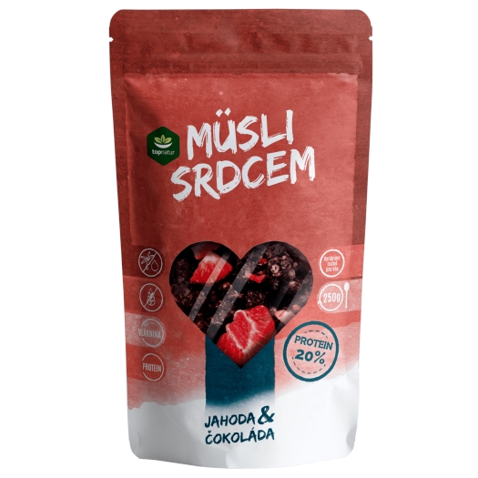Müsli srdcem Proteinové Jahoda a čokoláda 250g