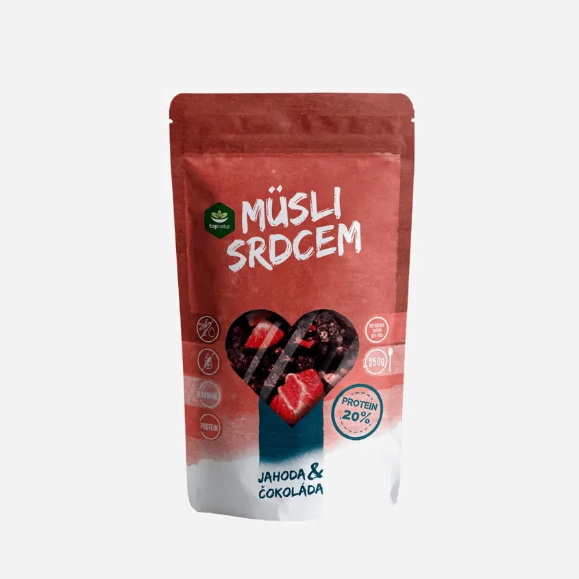 Müsli srdcem Proteinové Jahoda a čokoláda 250g