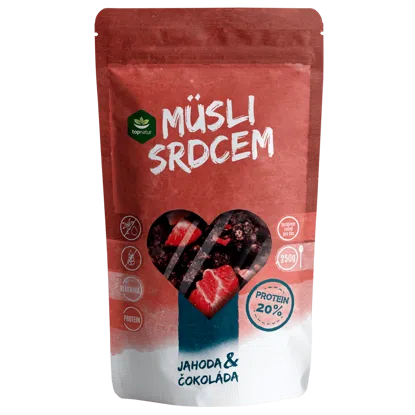 Müsli srdcem Proteinové Jahoda a čokoláda 250g