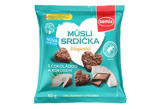 Müsli srdiečka s čokoládou a kokosom