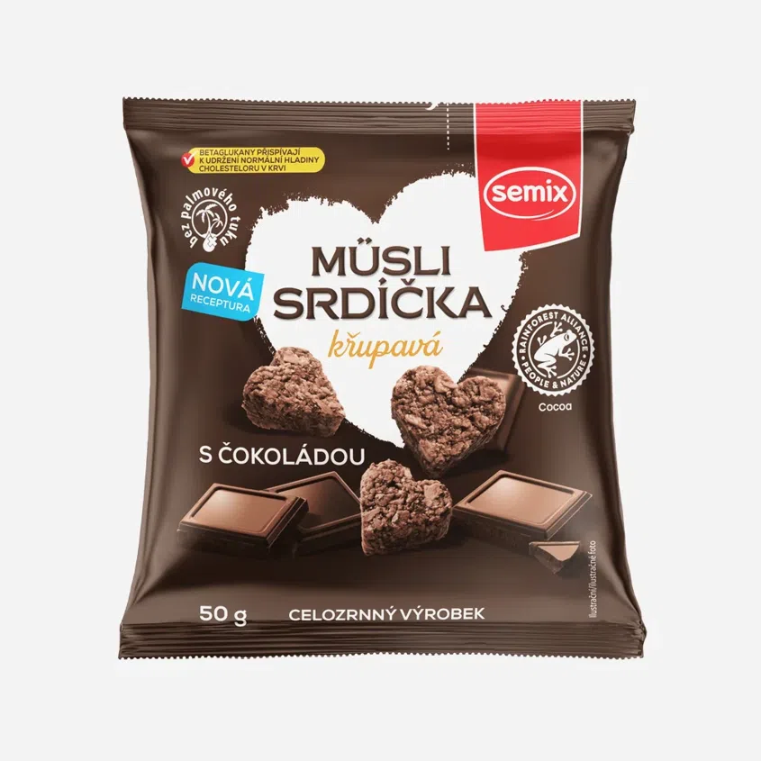 Müsli srdiečka s čokoládou
