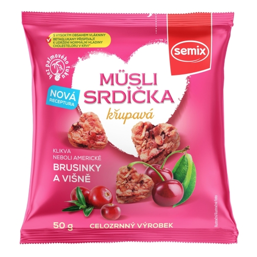 Müsli srdiečka s kľukvou a višňami