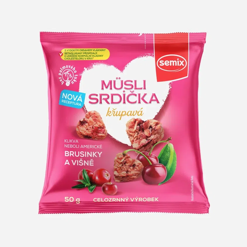 Müsli srdiečka s kľukvou a višňami