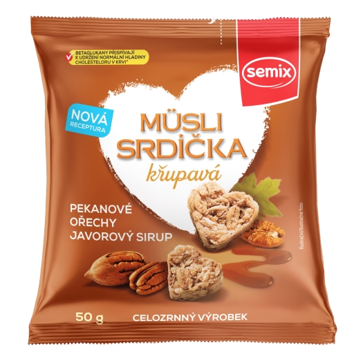 Müsli srdiečka s pekanovými orechmi a javorovým sirupom