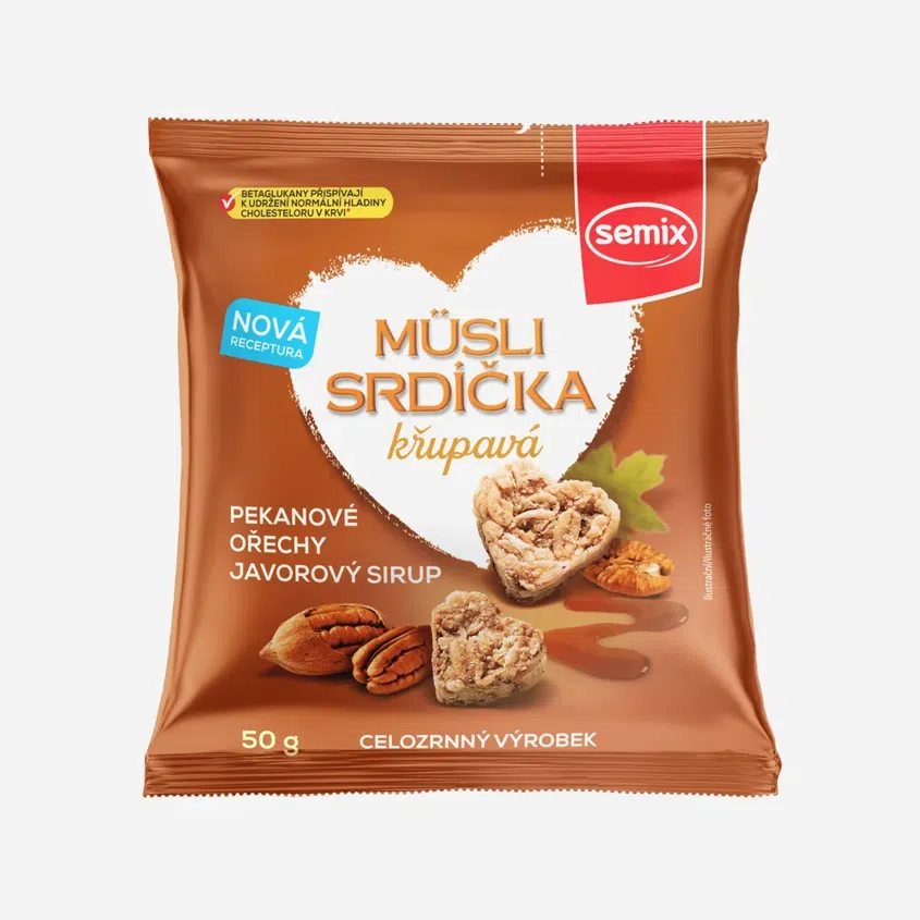 Müsli srdiečka s pekanovými orechmi a javorovým sirupom
