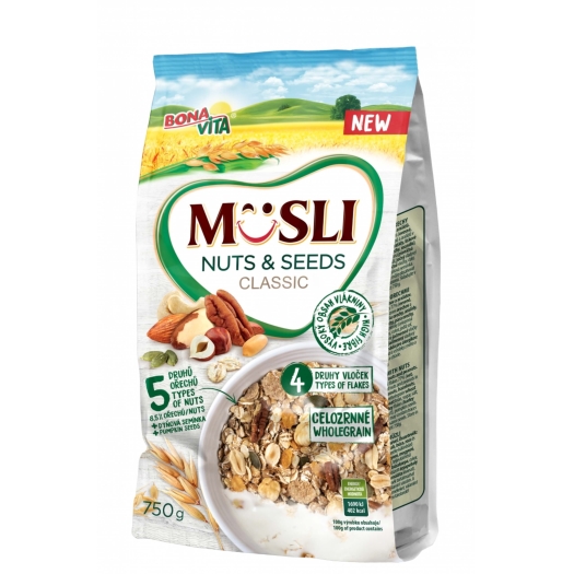 Müsli sypané orechy a semienka