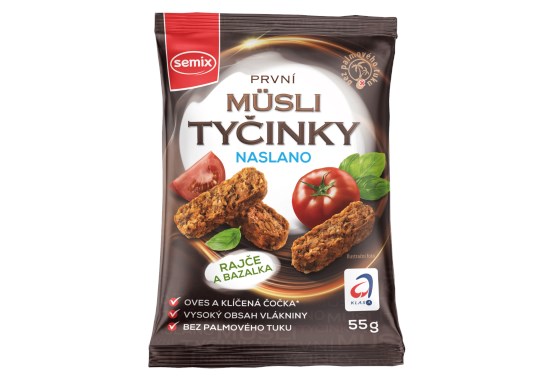 Müsli tyčinky naslano paradajka a bazalka