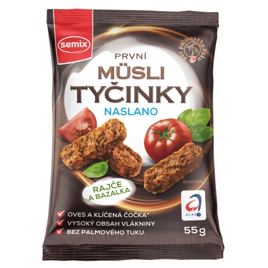 Müsli tyčinky naslano paradajka a bazalka