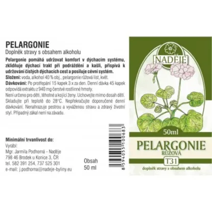 Náděje - Podhorná Pelargonia ružová tinktúra z byliny