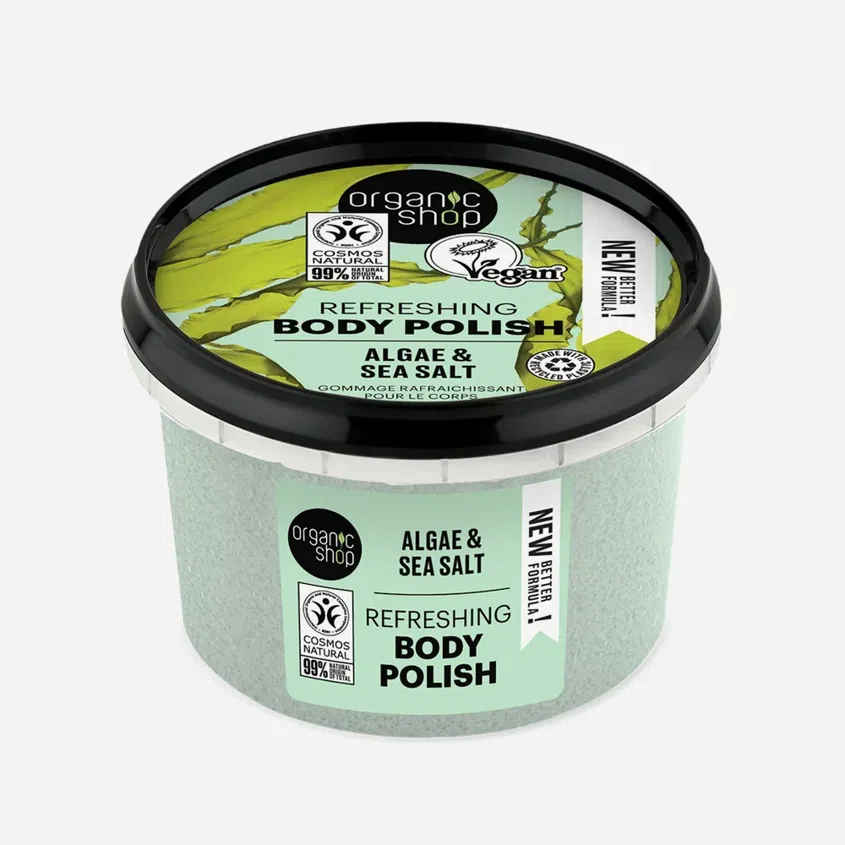 Organic Shop Osviežujúci telový peeling riasy a morská soľ