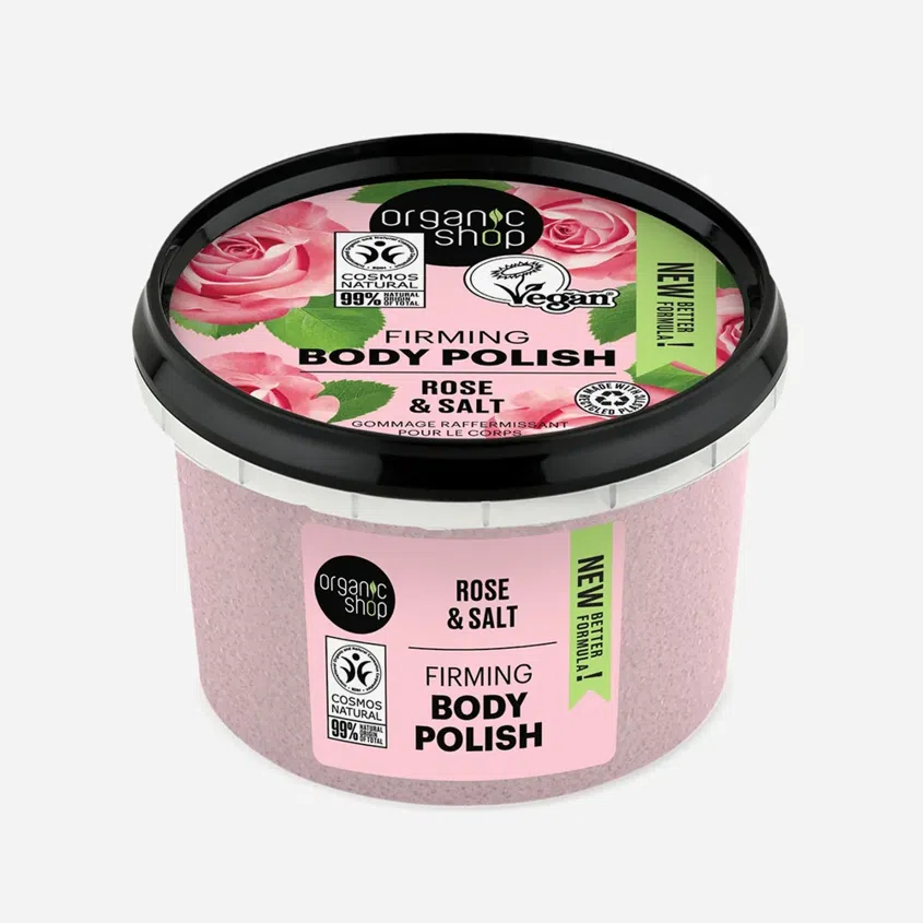 Organic Shop Spevňujúci telový peeling ruža a soľ