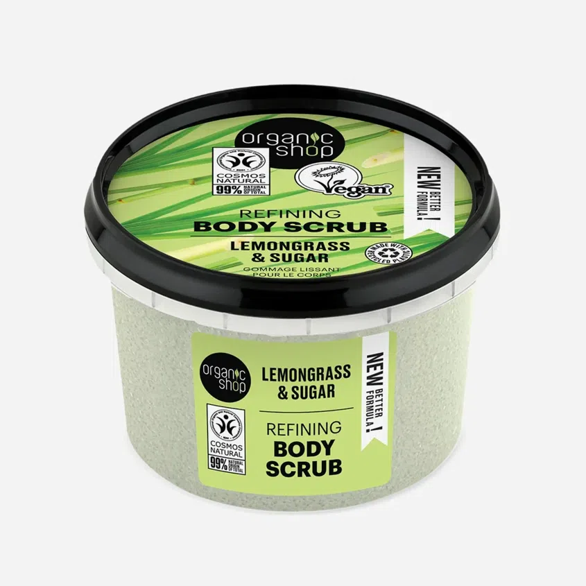 Organic Shop Zjemňujúci telový peeling citrónová tráva a cukor