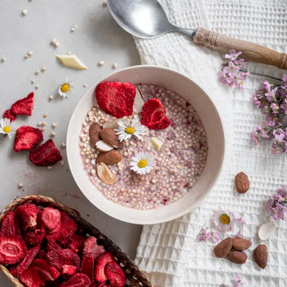 Ovsená kaša biela čokoláda a jahoda