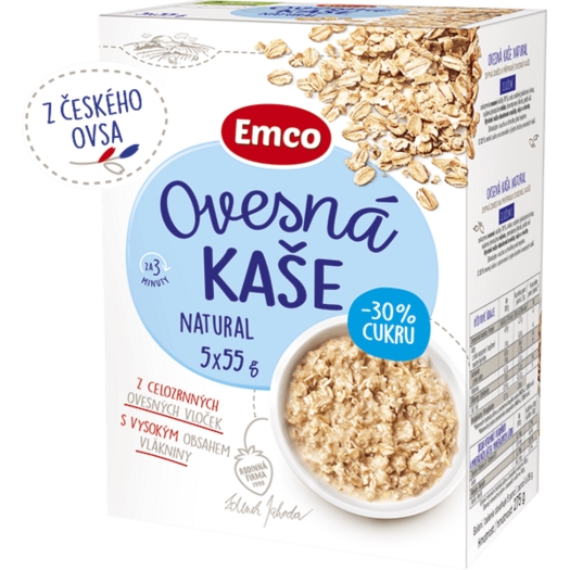 Ovsená kaša natural 30% cukru 5x55 g