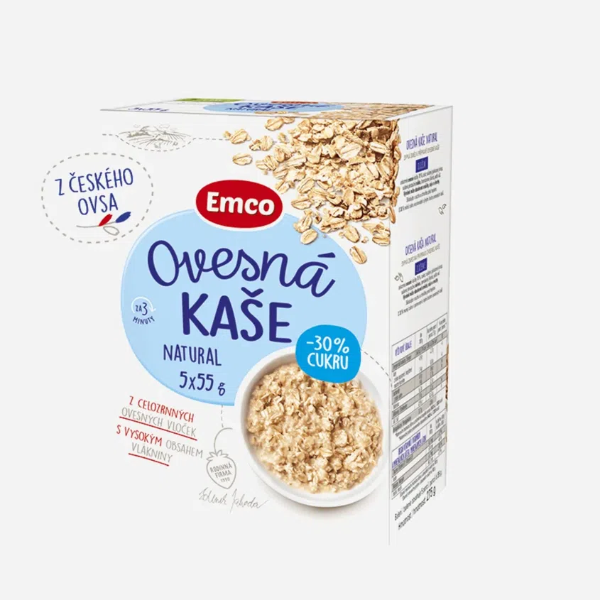 Ovsená kaša natural 30% cukru 5x55 g