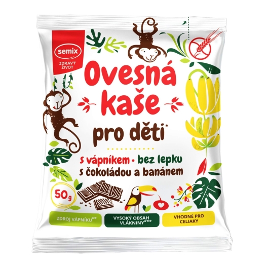 Ovsená kaša pre deti s čokoládou a banánom bez lepku
