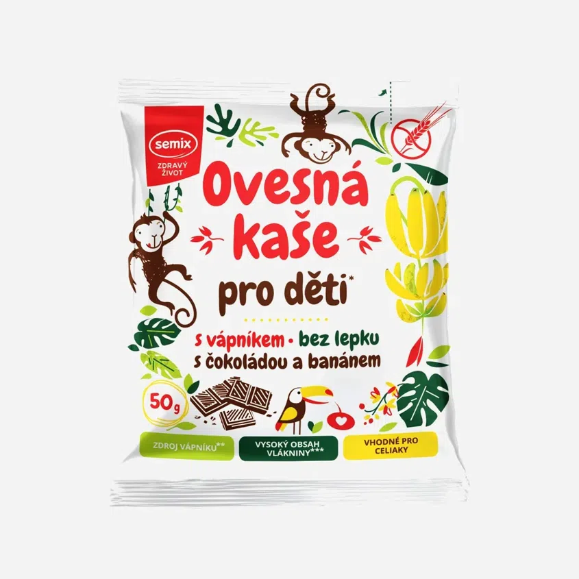 Ovsená kaša pre deti s čokoládou a banánom bez lepku