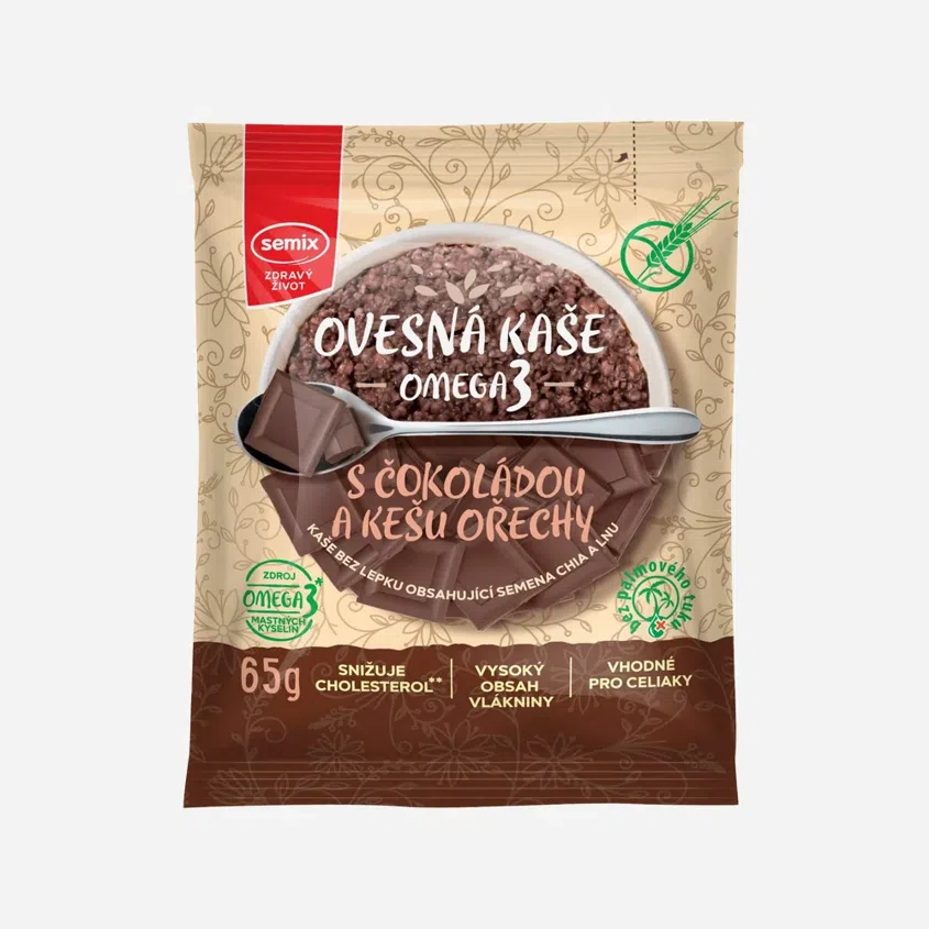 Ovsená kaša s čokoládou a kešu orechmi bez lepku