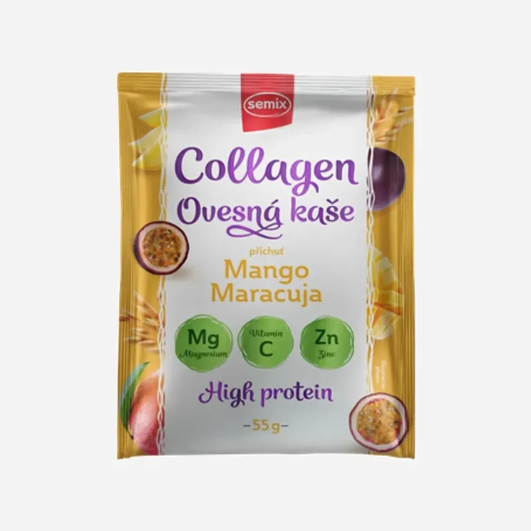 Ovsená kaša s kolagénom, s mangom a maracujou so sladidlom
