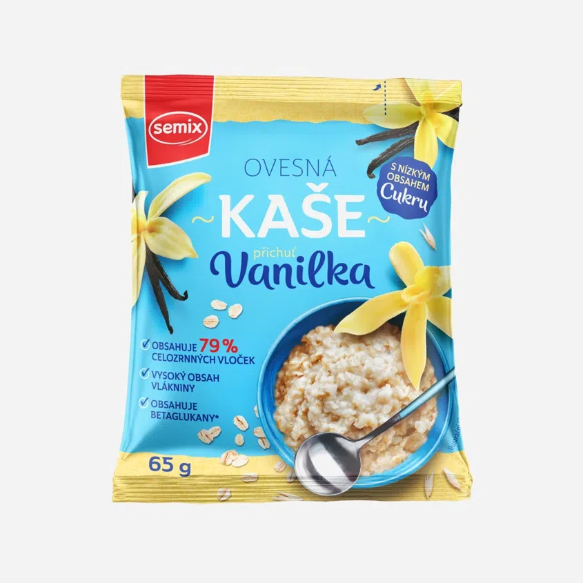 Ovsená kaša s vanilkovou príchuťou s nízkym obsahom cukru