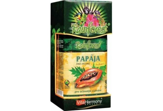 Papája - zmes enzýmov 45 mg. 90 žuvacích tabliet