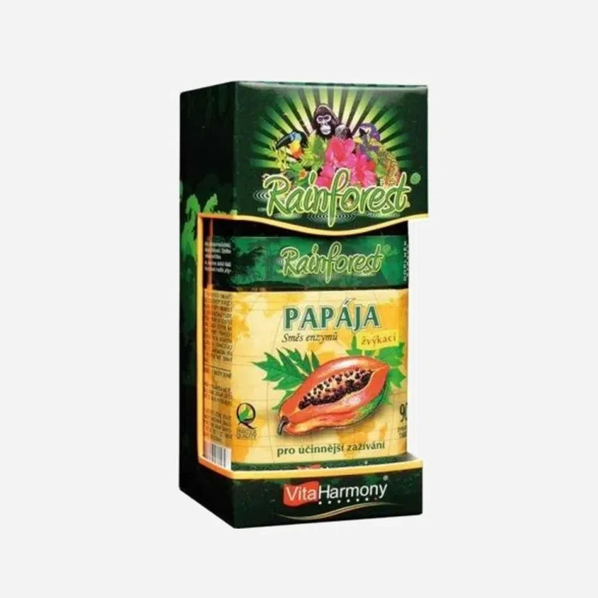 Papája - zmes enzýmov 45 mg. 90 žuvacích tabliet