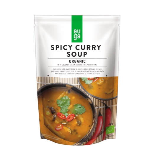 Pikantná curry polievka s kokosom a hubami shiitake BIO