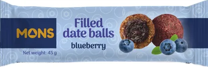 Plnené datľové guličky s čučoriedkami