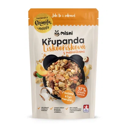 Prémiová granola Chrumkava Lískooriešková s marhuľami