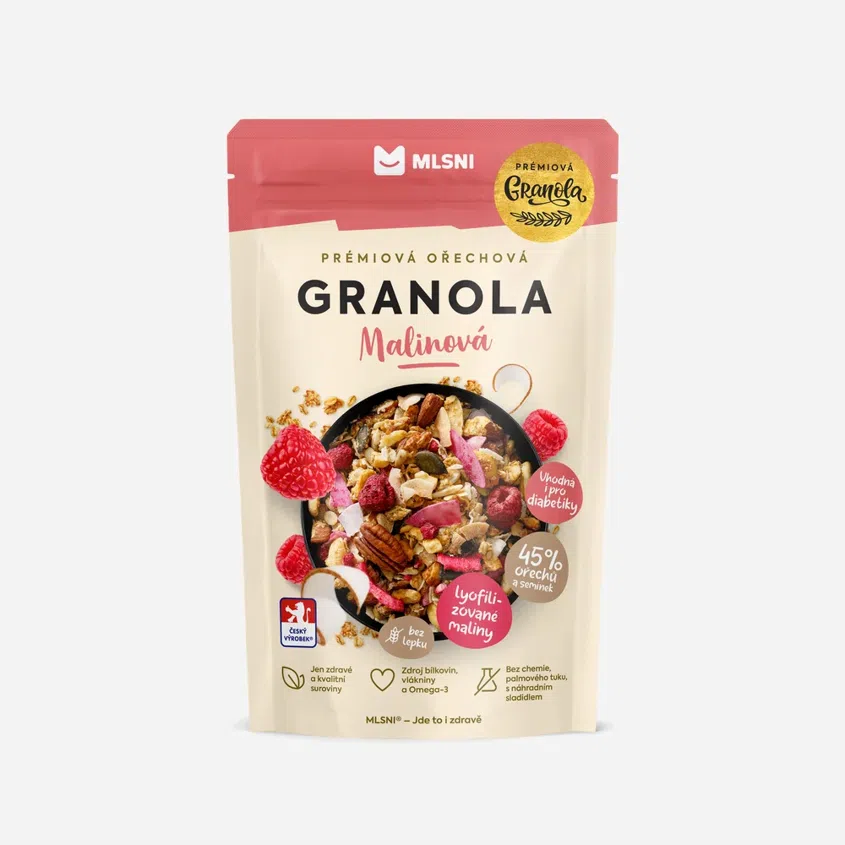Prémiová granola Chrumkava Malinová DIA
