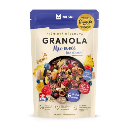 Prémiová granola Chrumkava Mix ovocia bez sladenia