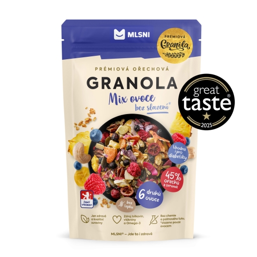 Prémiová granola Chrumkava Mix ovocia bez sladenia