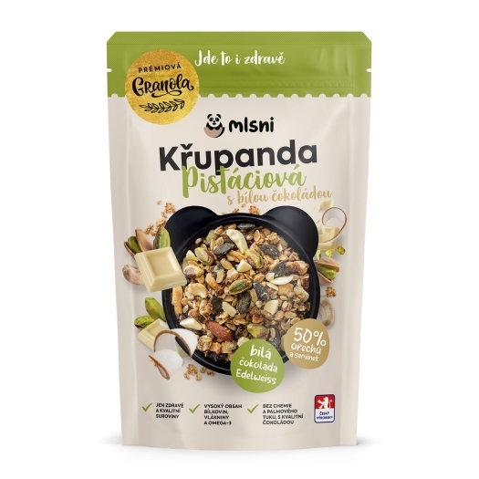 Prémiová granola Chrumkava Pistáciová s bielou čokoládou