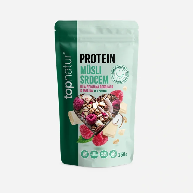 Protein Müsli srdcom Malina & Biela čokoláda