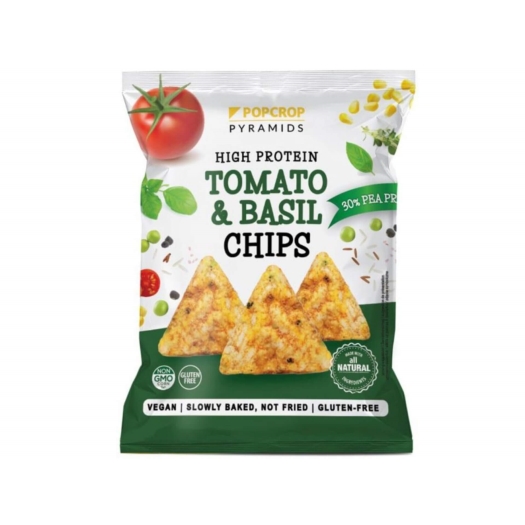 Proteínové chipsy s paradajkovo - bazalkovou príchuťou