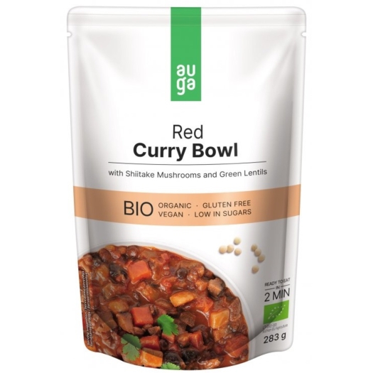 Red curry bowl – s červeným karí korením, hubami shiitake a zelenou šošovicou BIO
