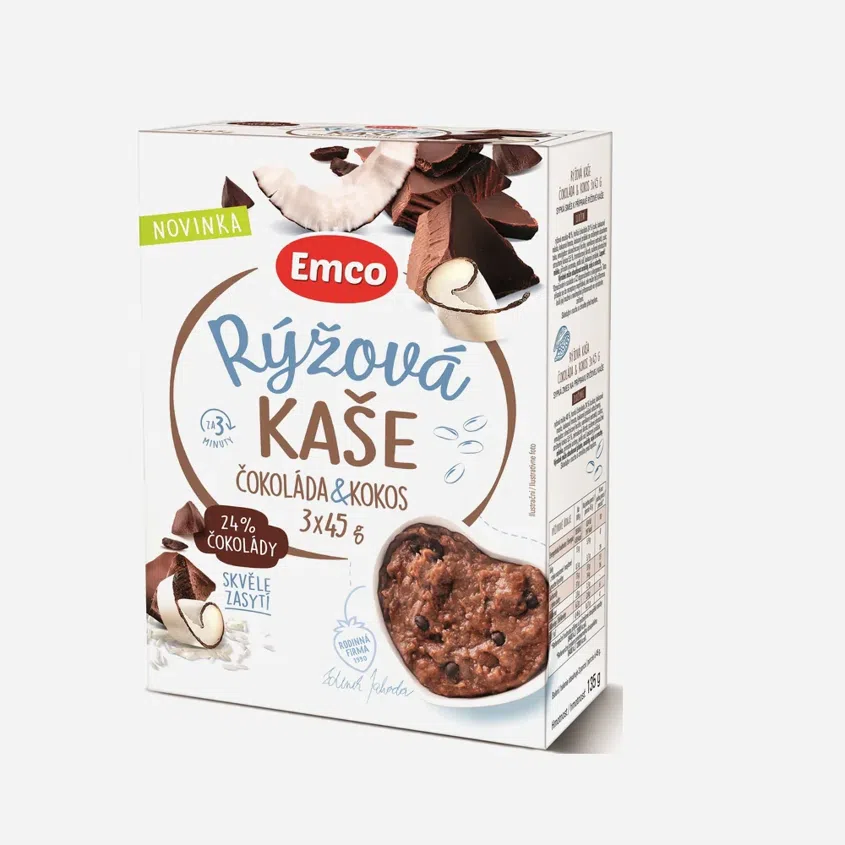 Ryžová kaša čokoláda a kokos 3x45 g
