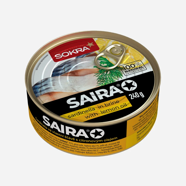 Saira sardinky vo vlastnej šťave, citrón
