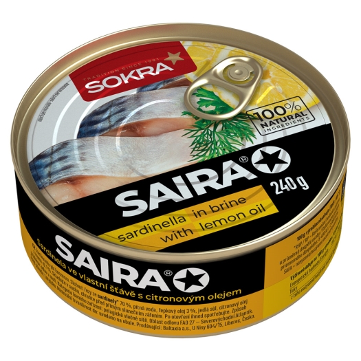 Saira sardinky vo vlastnej šťave, citrón
