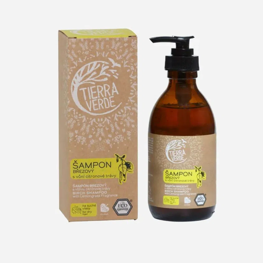 Šampón brezový s vôňou citrónovej trávy  (sklenená fľaštička)