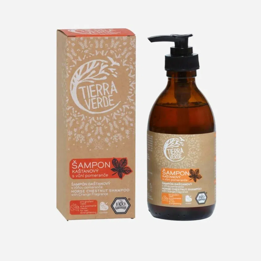 Šampón gaštanový s vôňou pomaranča 230ml (sklenená fľaštička)
